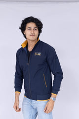 Solid Navy Blue jacket with collar details