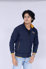 Solid Navy Blue jacket with collar details