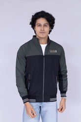 Olive and Black colour block jacket