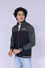 Olive and Black colour block jacket