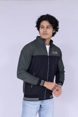 Olive and Black colour block jacket