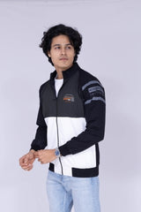 Black Olive & White colour block jacket