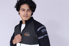 Black Olive & White colour block jacket