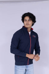 Navy Blue jacket with red zip details