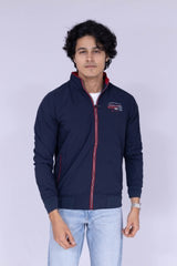 Navy Blue jacket with red zip details