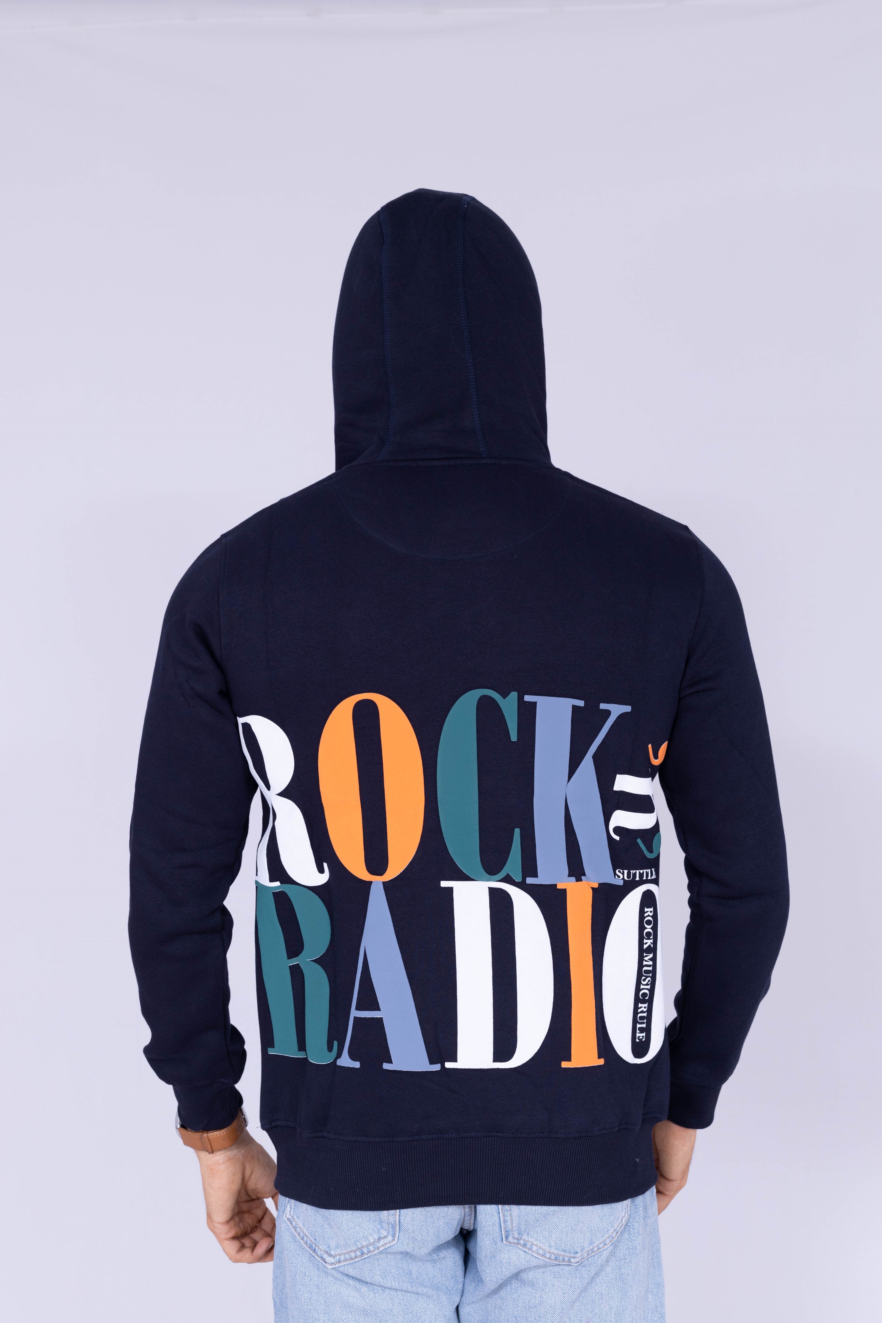 Rock Radio Typography Navy hoodie
