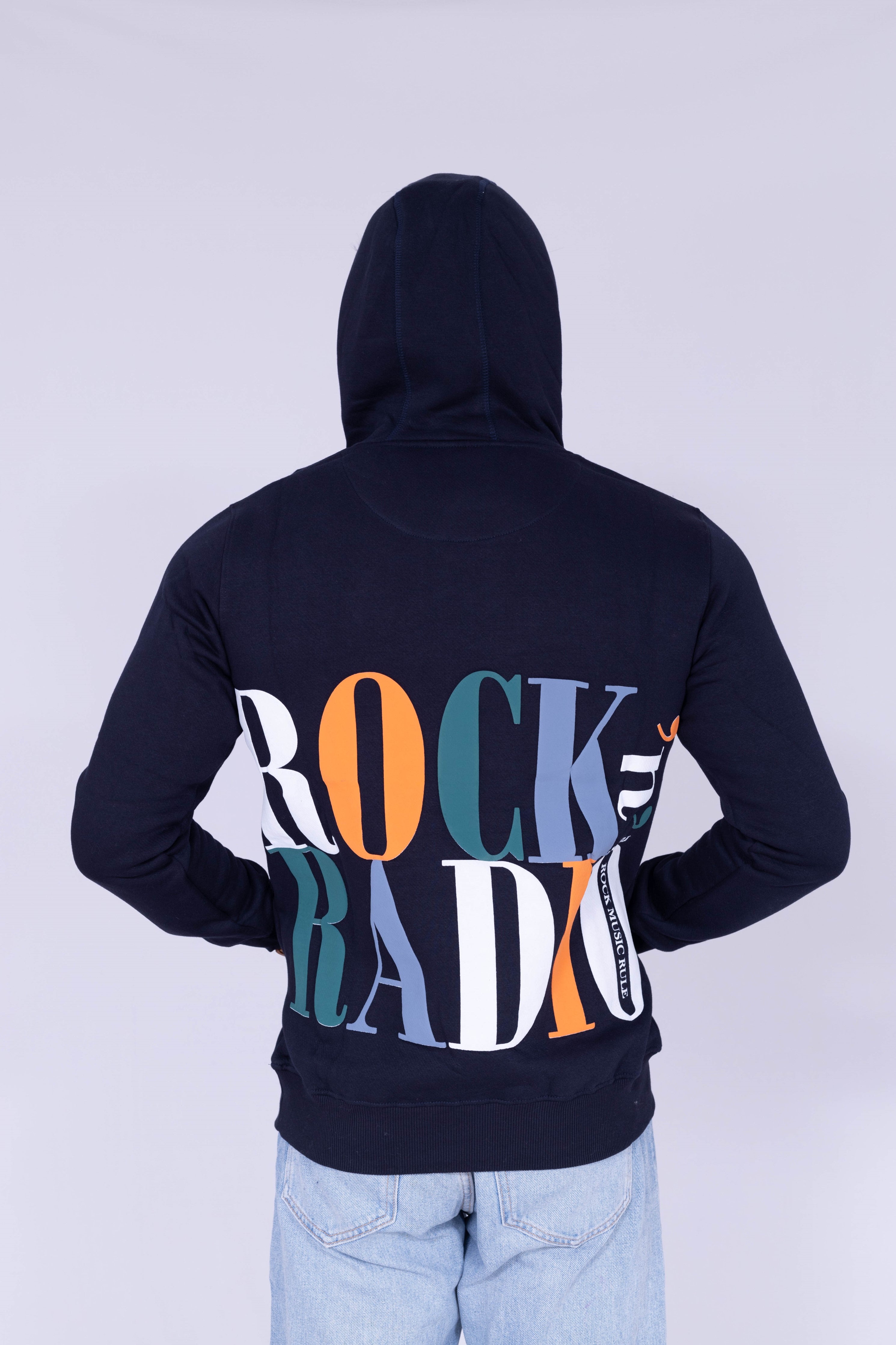 Rock Radio Typography Navy hoodie