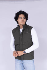 Olive & Black reversible sleeveless puffer jacket