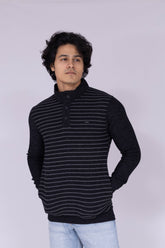 High neck striped sweatshirt