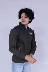 Retro style typography colour block jacket