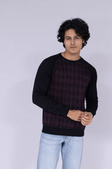 Triple colour checked print sweatshirt
