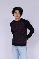 Triple colour checked print sweatshirt