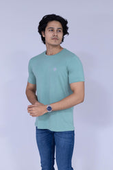 Teal green round neck T-shirt