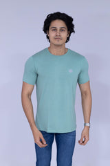 Teal green round neck T-shirt