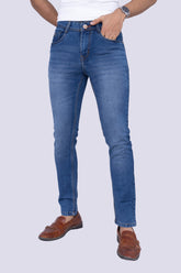 Mid washed Knit jeans Blue Narrow fit jeans