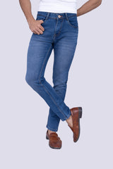 Mid washed Knit jeans Blue Narrow fit jeans