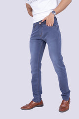 Knitted Carbon Blue jeans with yellow stitch pocket details