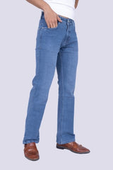 Classic mid wash blue bootcut stretchable jeans