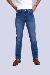 Knit Mid-Blue regular Fit Jeans