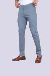 Bluish Grey Regular Fit Cotton Chinos
