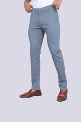 Bluish Grey Regular Fit Cotton Chinos