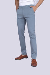 Bluish Grey Regular Fit Cotton Chinos