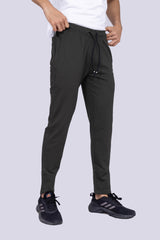 Solid olive elastic waist track pants