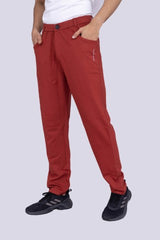 Brick colour button track pants with back pocket details