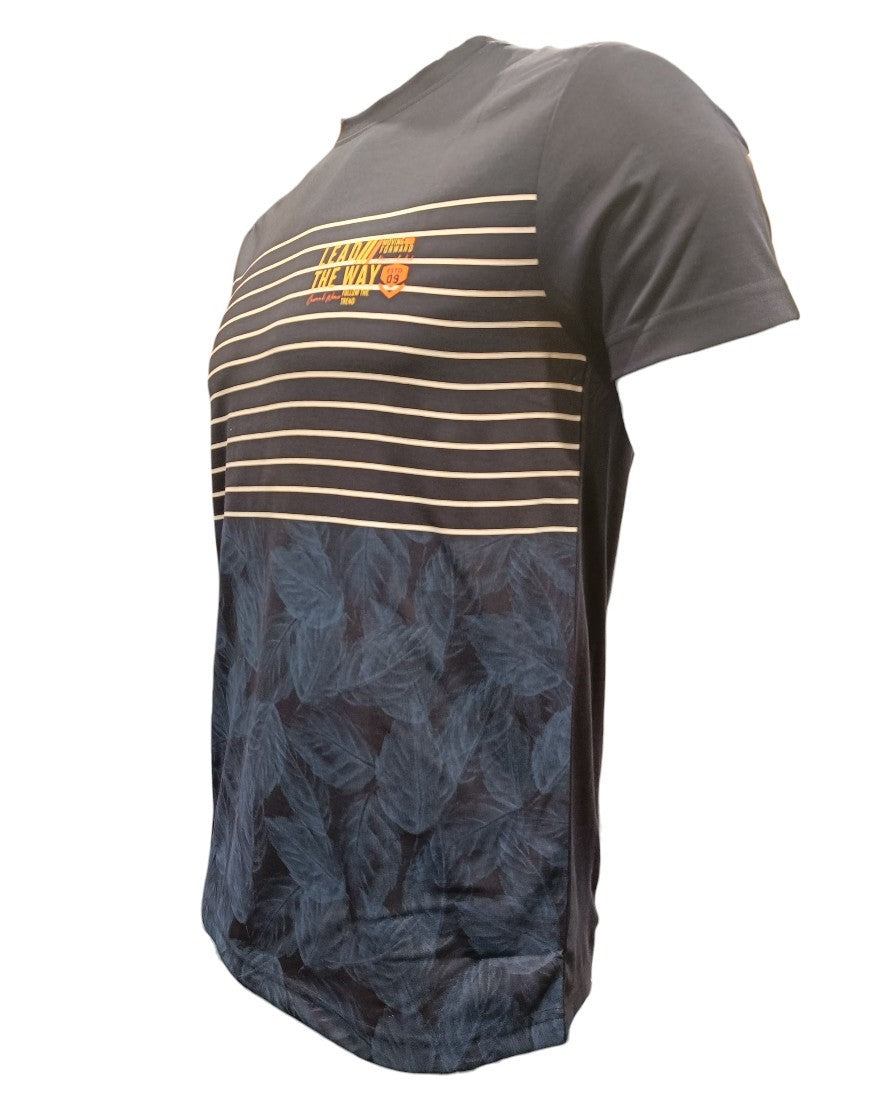 Printed Striped collor VSB-SJRN Print Navy Blue T shirt