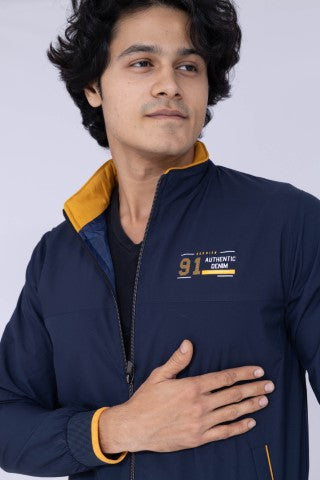 Solid Navy Blue jacket with collar details