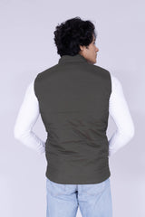 Olive & Black reversible sleeveless puffer jacket