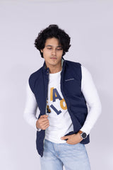 Two side solid reversible sleeveless puffer jacket