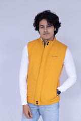 Yellow & White reversible sleeveless jacket