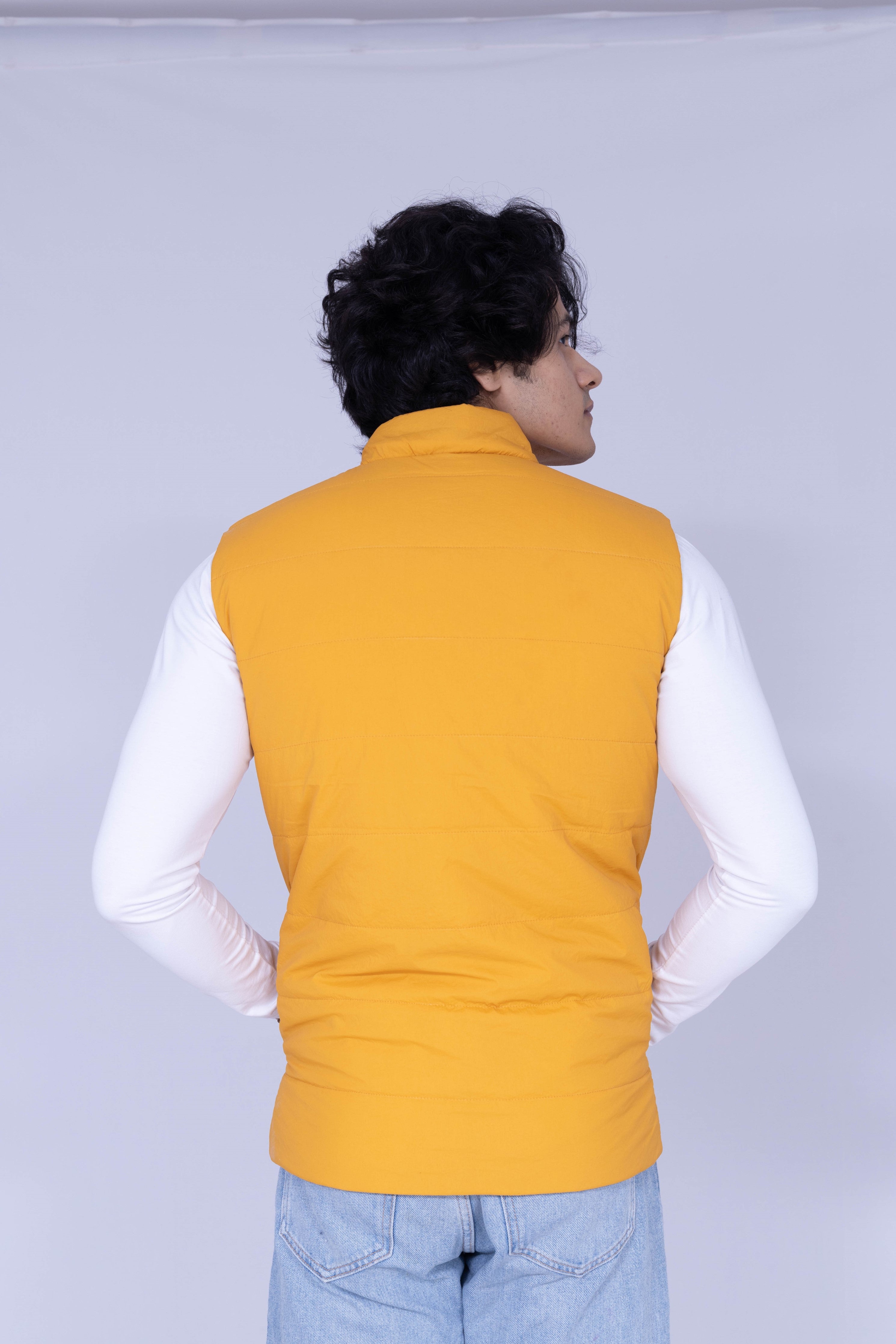 Yellow & White reversible sleeveless jacket