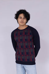 Vintage plaid print sweatshirt in red