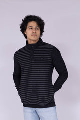 High neck striped sweatshirt