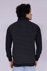 High neck striped sweatshirt