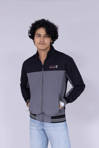 Navy Blue and Gery colour block jacket