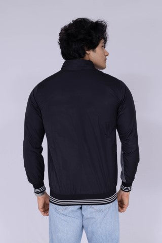 Navy Blue and Gery colour block jacket