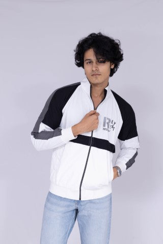 Three colour block windcheater jacket