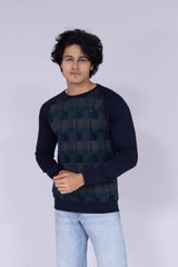 Vintage plaid print sweatshirt in green