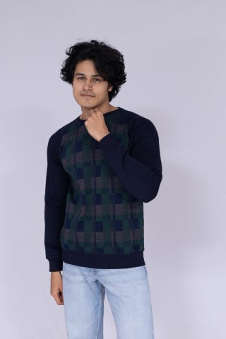 Vintage plaid print sweatshirt in green