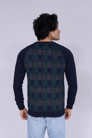 Vintage plaid print sweatshirt in green