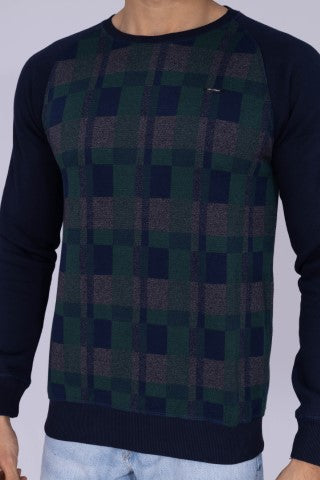 Vintage plaid print sweatshirt in green