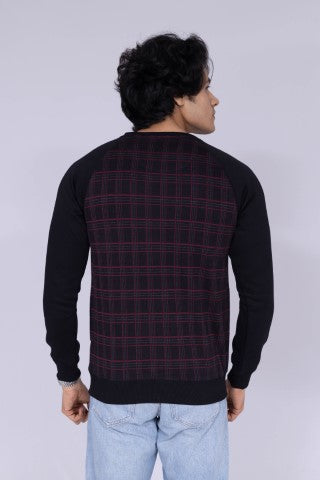 Triple colour checked print sweatshirt