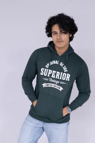 Superior typography grey hoodie sweatshirt