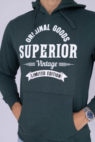 Superior typography grey hoodie sweatshirt