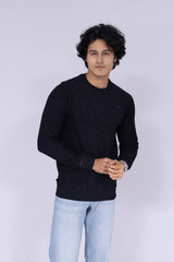 Lightly textured dark blue sweatshirt