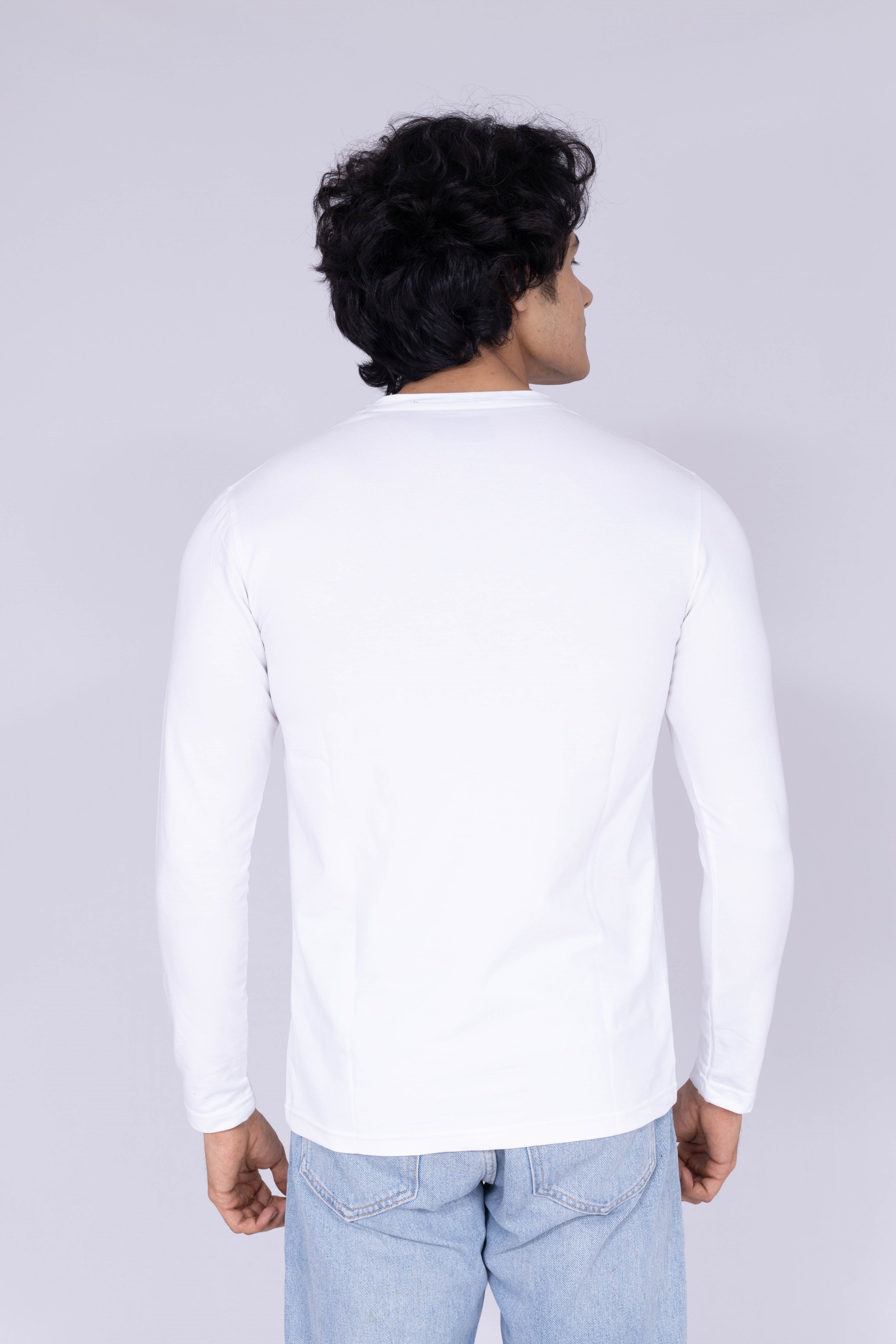 White bold print full sleeve T-Shirt