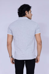 Light grey polo T-shirt with white details